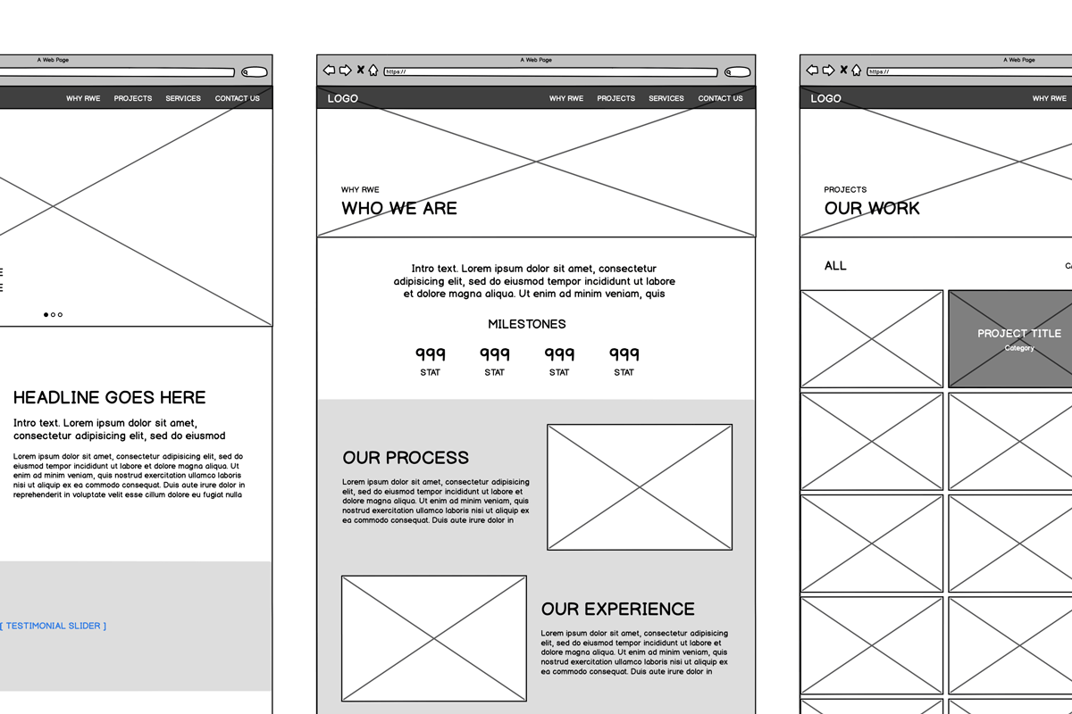 RWE wireframes