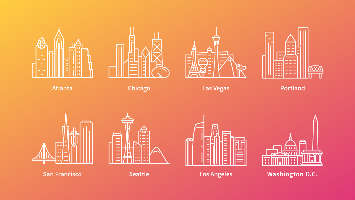 set of custom skyline icons